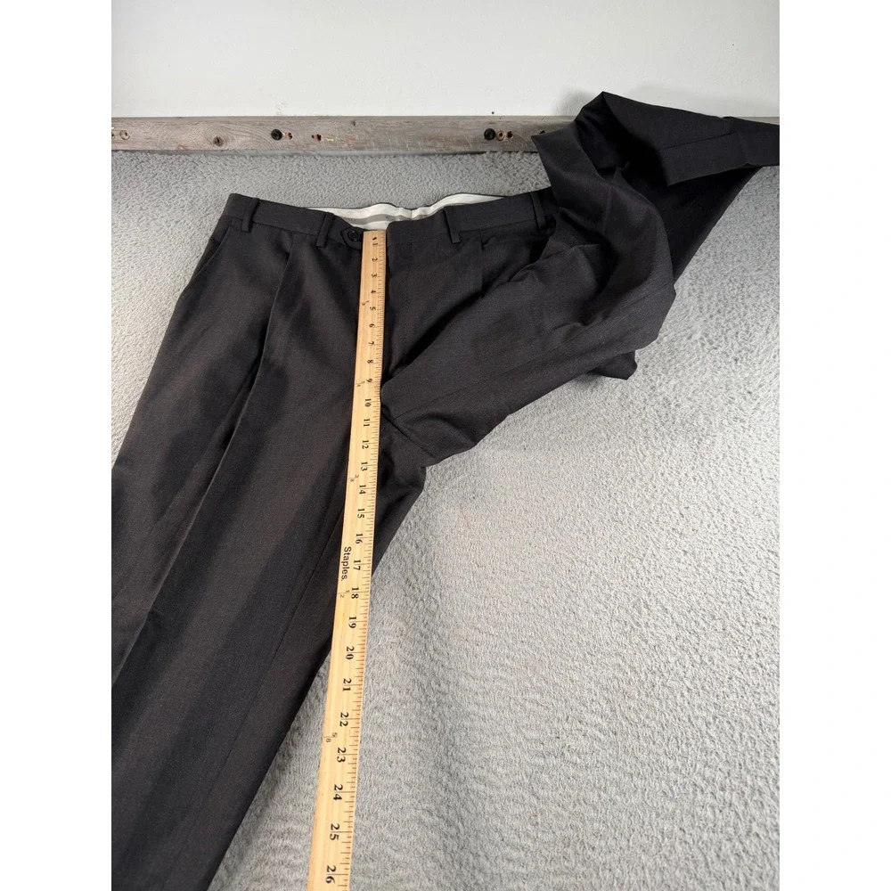 Canali Dress Pants Mens 38x28 Charcoal Gray Wool Pleated Cuffed Italy